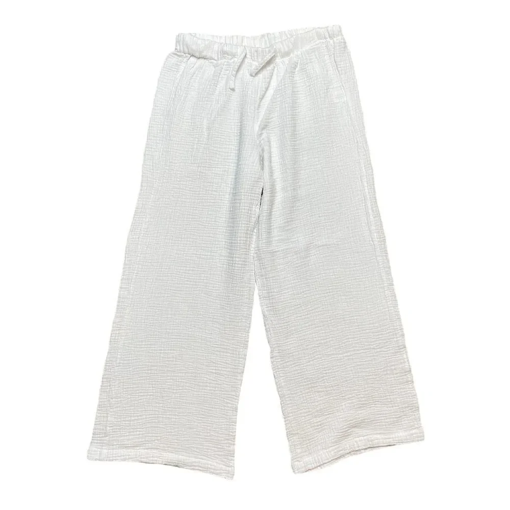 JOIE Cotton Textured Wide Leg Pants White Size Large - Picture 1 of 7